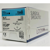 SURGICAL SPECIALTIES LOOK™ DENTAL SUTURES - 3/0 Silk Suture, Black Braided, 18"/45cm, C6, 18mm 3/8 Circle, 12/bx